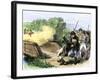 Minuteman Isaac Davis Killed Holding British Redcoats at North Bridge, Battle of Concord, c.1775-null-Framed Giclee Print