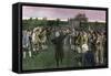 Minutemen Assembling on Cambridge Common the Night Before the Battle of Bunker Hill, c.1775-null-Framed Stretched Canvas