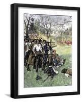 Minutemen at Lexington Green, April 1775-null-Framed Giclee Print