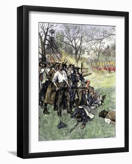 Minutemen at Lexington Green, April 1775-null-Framed Giclee Print