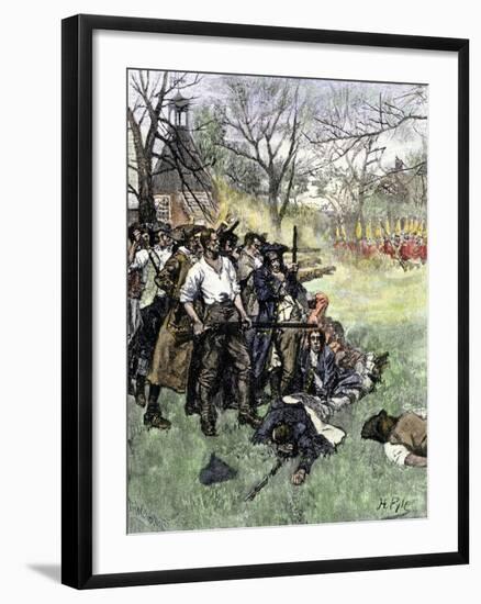 Minutemen at Lexington Green, April 1775-null-Framed Giclee Print