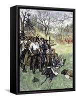 Minutemen at Lexington Green, April 1775-null-Framed Stretched Canvas