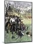 Minutemen at Lexington Green, April 1775-null-Mounted Premium Giclee Print