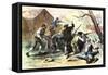 Minutemen at the Battle of Lexington, Starting the American Revolutionary War, c.1775-null-Framed Stretched Canvas