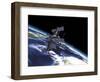 Mir Russian Space Station in Orbit over Earth-null-Framed Art Print