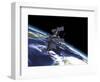 Mir Russian Space Station in Orbit over Earth-null-Framed Art Print