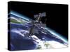 Mir Russian Space Station in Orbit over Earth-null-Stretched Canvas
