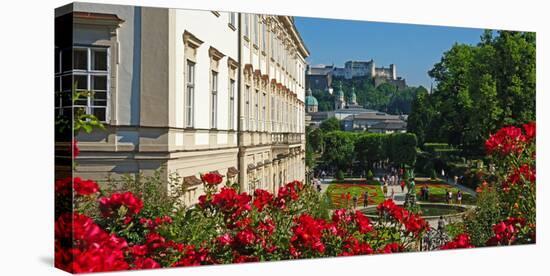 Mirabell Gardens against Fortress Hohensalzburg, Salzburg, Austria, Europe-Hans-Peter Merten-Stretched Canvas