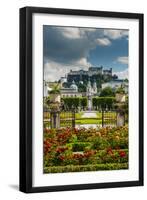 Mirabell gardens with Cathedral and Hohensalzburg castle in the background, Salzburg, Austria-Stefano Politi Markovina-Framed Premium Photographic Print