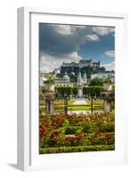 Mirabell gardens with Cathedral and Hohensalzburg castle in the background, Salzburg, Austria-Stefano Politi Markovina-Framed Premium Photographic Print