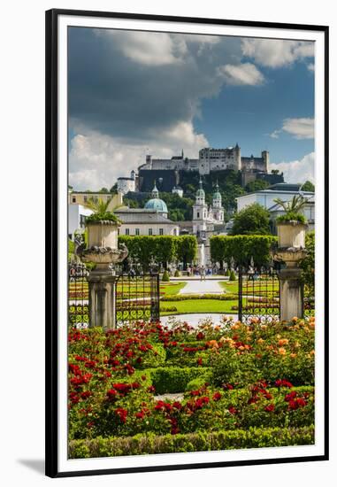 Mirabell gardens with Cathedral and Hohensalzburg castle in the background, Salzburg, Austria-Stefano Politi Markovina-Framed Premium Photographic Print