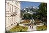 Mirabell Palace and Mirabell Gardens against Salzburg Cathedral and Fortress Hohensalzburg-null-Mounted Art Print