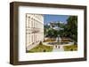 Mirabell Palace and Mirabell Gardens against Salzburg Cathedral and Fortress Hohensalzburg-null-Framed Art Print