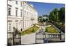 Mirabell Palace and Mirabell Gardens against Salzburg Cathedral and Fortress Hohensalzburg-null-Mounted Art Print