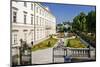 Mirabell Palace and Mirabell Gardens against Salzburg Cathedral and Fortress Hohensalzburg-null-Mounted Art Print