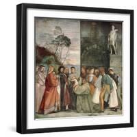 Miracle of Newborn Infant, Detail from Scenes from Life of St Anthony of Padua-Titian (Tiziano Vecelli)-Framed Giclee Print