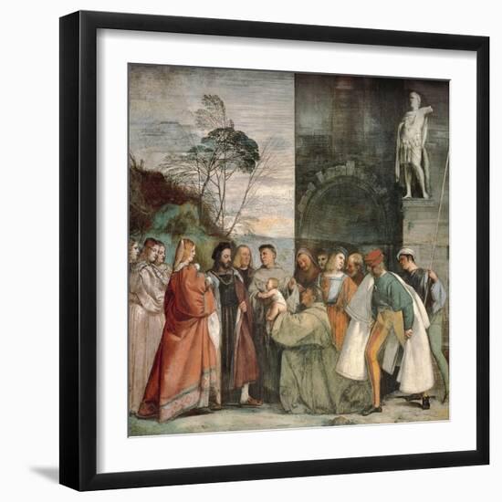 Miracle of Newborn Infant, Detail from Scenes from Life of St Anthony of Padua-Titian (Tiziano Vecelli)-Framed Giclee Print