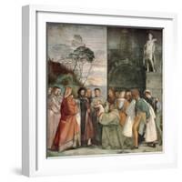 Miracle of Newborn Infant, Detail from Scenes from Life of St Anthony of Padua-Titian (Tiziano Vecelli)-Framed Giclee Print