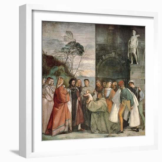 Miracle of Newborn Infant, Detail from Scenes from Life of St Anthony of Padua-Titian (Tiziano Vecelli)-Framed Giclee Print