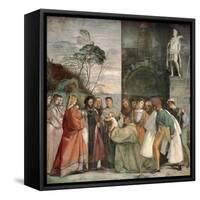 Miracle of Newborn Infant, Detail from Scenes from Life of St Anthony of Padua-Titian (Tiziano Vecelli)-Framed Stretched Canvas