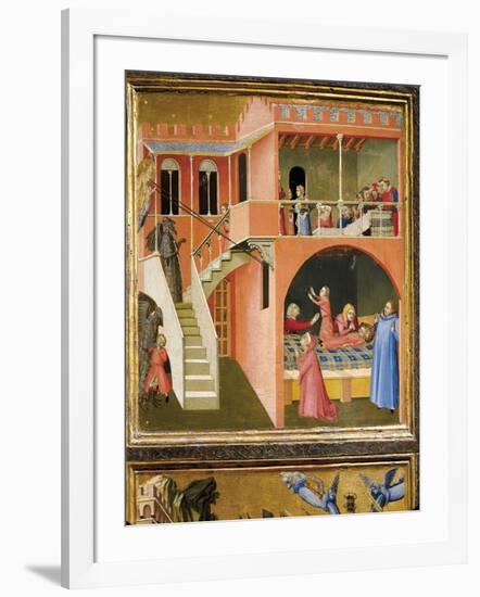 Miracle of St. Nicholas Reviving Boy Posed by Demon-Ambrogio Lorenzetti-Framed Giclee Print