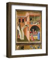 Miracle of St. Nicholas Reviving Boy Posed by Demon-Ambrogio Lorenzetti-Framed Giclee Print