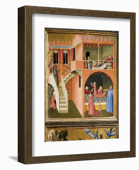 Miracle of St. Nicholas Reviving Boy Posed by Demon-Ambrogio Lorenzetti-Framed Giclee Print