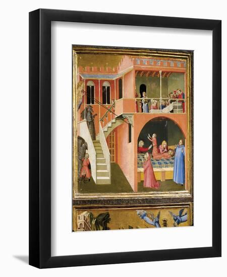 Miracle of St. Nicholas Reviving Boy Posed by Demon-Ambrogio Lorenzetti-Framed Giclee Print