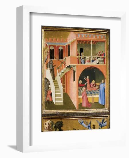 Miracle of St. Nicholas Reviving Boy Posed by Demon-Ambrogio Lorenzetti-Framed Giclee Print