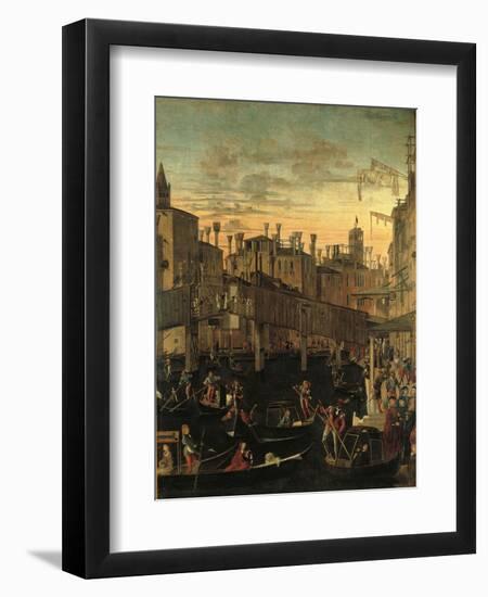 Miracle of the Relic of the True Cross at the Rialto Bridge Or the Healing of the Possessed Man-Vittore Carpaccio-Framed Premium Giclee Print