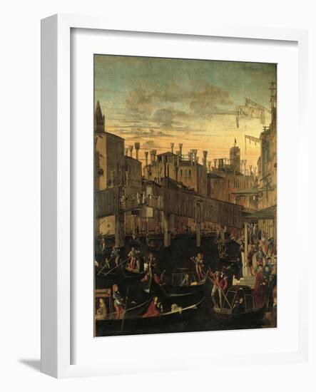Miracle of the Relic of the True Cross at the Rialto Bridge Or the Healing of the Possessed Man-Vittore Carpaccio-Framed Giclee Print