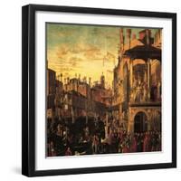 Miracle of the Relic of the True Cross at the Rialto Bridge or the Healing of the Possessed Man-Vittore Carpaccio-Framed Giclee Print