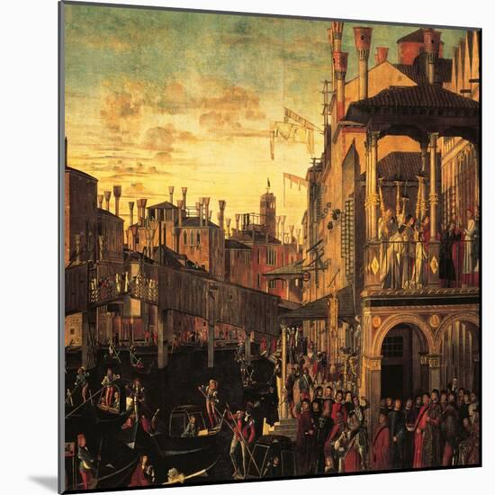 Miracle of the Relic of the True Cross at the Rialto Bridge or the Healing of the Possessed Man-Vittore Carpaccio-Mounted Giclee Print