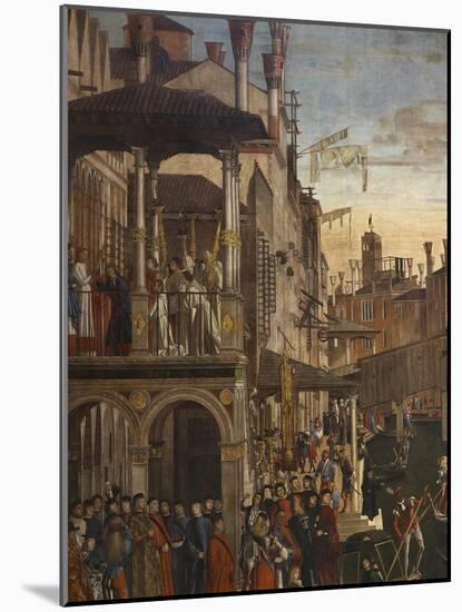 Miracle of the Relic of the True Cross at the Rialto Bridge or the Healing of the Possessed Man-Vittore Carpaccio-Mounted Giclee Print