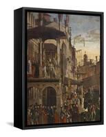 Miracle of the Relic of the True Cross at the Rialto Bridge or the Healing of the Possessed Man-Vittore Carpaccio-Framed Stretched Canvas