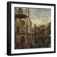 Miracle of the Relic of the True Cross at the Rialto Bridge or the Healing of the Possessed Man-Vittore Carpaccio-Framed Giclee Print