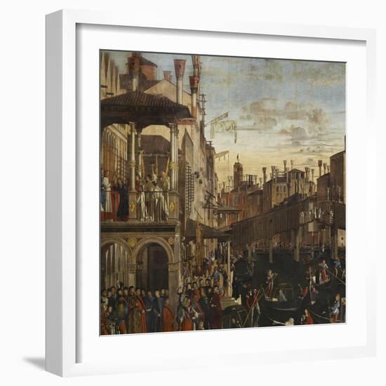 Miracle of the Relic of the True Cross at the Rialto Bridge or the Healing of the Possessed Man-Vittore Carpaccio-Framed Giclee Print