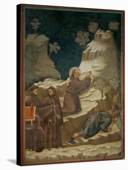 Miracle of the Spring-Giotto di Bondone-Stretched Canvas