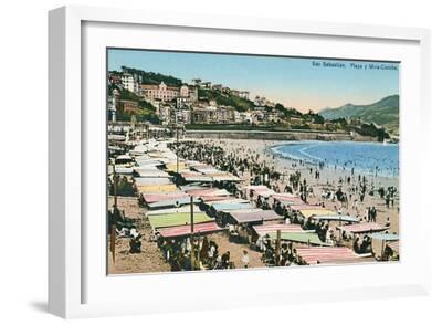 Framed Canvas Barcelona Spain Beach Vintage print Art San Sebastian