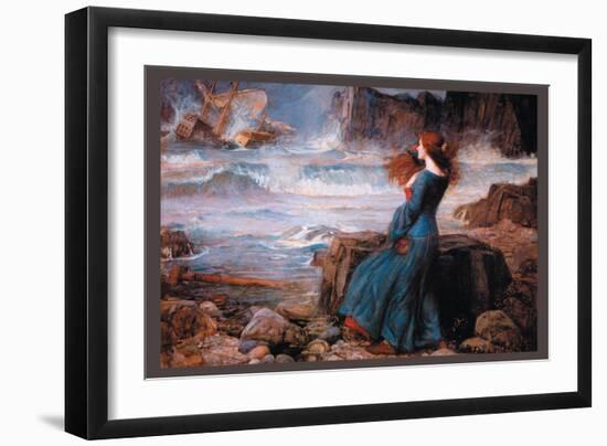 Miranda and the Tempest-John William Waterhouse-Framed Art Print