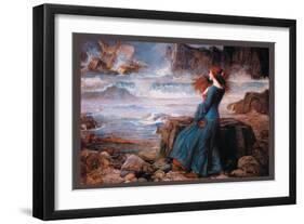 Miranda and the Tempest-John William Waterhouse-Framed Art Print