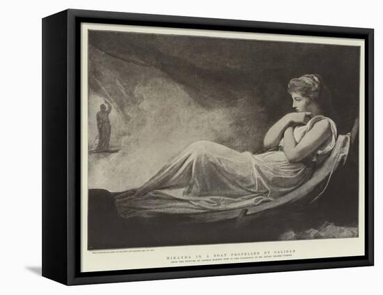 Miranda in a Boat Propelled by Caliban-George Romney-Framed Stretched Canvas