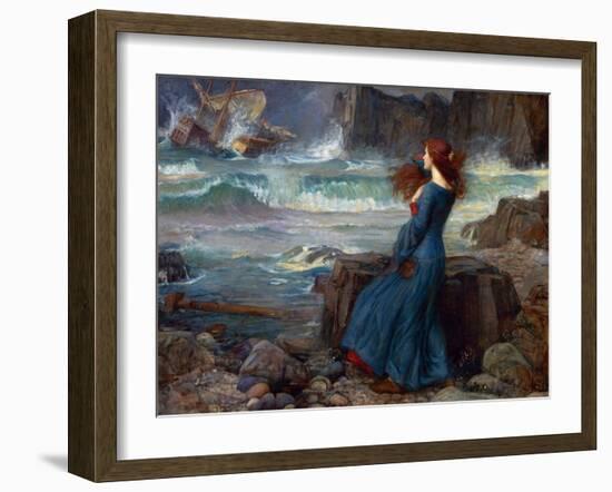 Miranda - the Tempest (Shakespeare) - Peinture De John William Waterhouse, (1849-1917), 1916 - Oil-John William Waterhouse-Framed Giclee Print