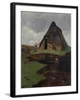 Mire Cottage with Child-Fritz Overbeck-Framed Giclee Print