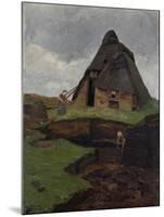 Mire Cottage with Child-Fritz Overbeck-Mounted Giclee Print
