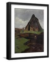 Mire Cottage with Child-Fritz Overbeck-Framed Giclee Print