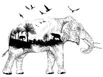 Double Exposure - Elephant-Mirifada-Art Print