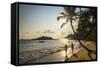 Mirissa Beach, Couple Taking a Romantic Walk under a Palm Tree at Sunset, South Coast-Matthew Williams-Ellis-Framed Stretched Canvas