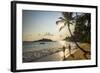 Mirissa Beach, Couple Taking a Romantic Walk under a Palm Tree at Sunset, South Coast-Matthew Williams-Ellis-Framed Photographic Print