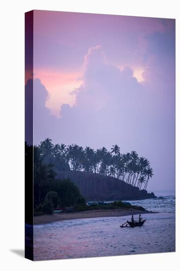 Mirissa Beach, Traditional Sri Lankan Outrigger Fishing Boat at Sunrise, South Coast-Matthew Williams-Ellis-Stretched Canvas